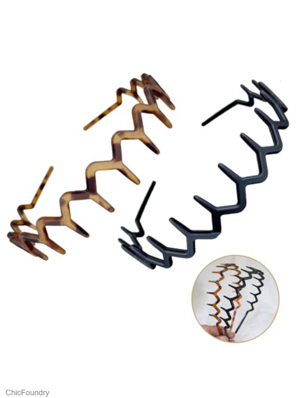 Non-Slip Zig Zag Hair Bands Plastic Adjustable Headbands for Sports Daily Wear